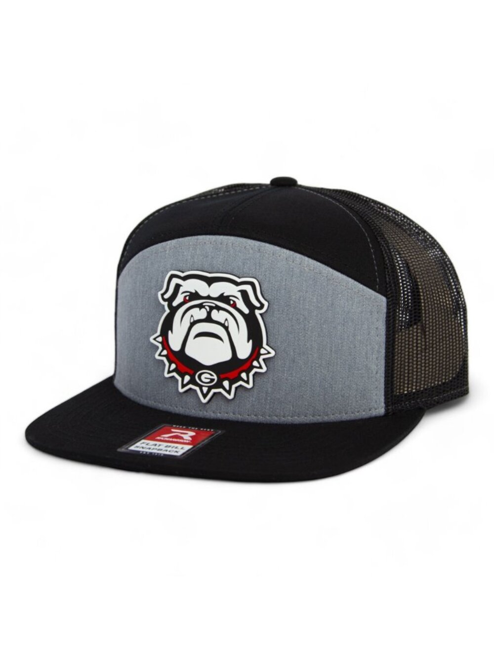 Georgia Bulldogs UGA 3D Snapback Seven-Panel Flat Bill Trucker Hat- Heather Grey